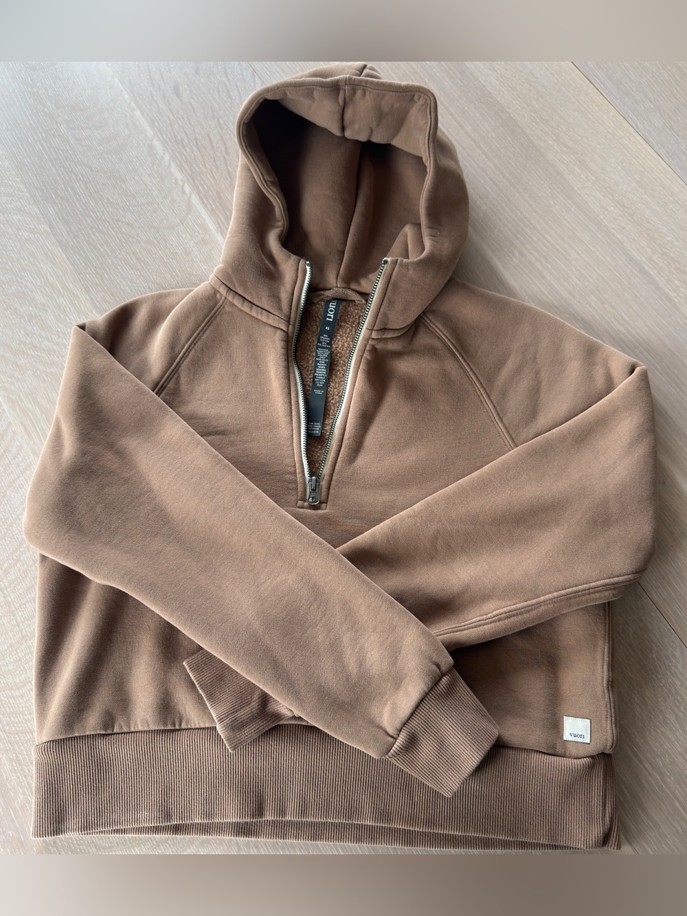 Vuori Women's Zip-Up Hoodie in Tan Brown, Size XS - Picture 2 of 7